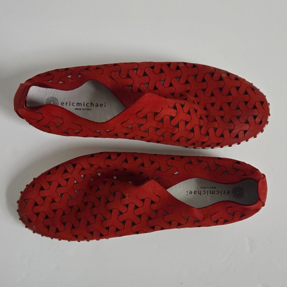 Eric Michael Serena RED Nubuck Leather Bohemian Espadrille Shoes Sz 41